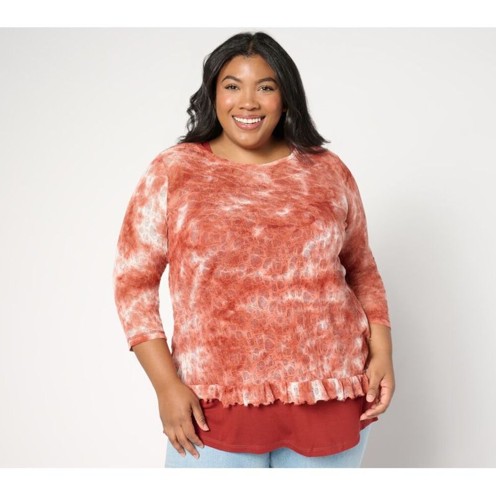 Farmers Defense Women's Top Sz S Fine Lace -Sleeve Tank Set Orange